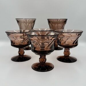Fostoria Glass Co. JAMESTOWN Brown Footed Water/Ice Tea and Sherbet Glasses